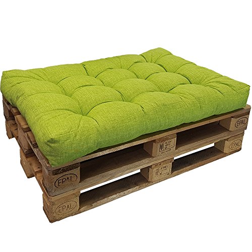 DILUMA Cojin para palés Confort - Cojin de Asiento o Respaldo para sofás palets - Repelente a Las Manchas (NO ES UN Set!), Variante:1x Asiento 120x80 cm, Color:Verde Manzana