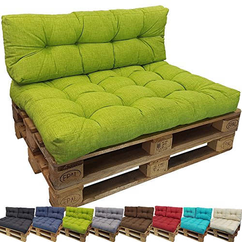 DILUMA Cojin para palés Confort - Cojin de Asiento o Respaldo para sofás palets - Repelente a Las Manchas (NO ES UN Set!), Variante:1x Asiento 120x80 cm, Color:Verde Manzana