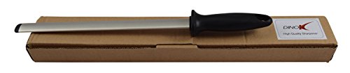 Dinok - Extra Fine Diamond afilar acero - 30cm; profesional cuchillo afilador varilla, Chefs choice para perfeccionar y afilar cuchillos de cocina y carnicero