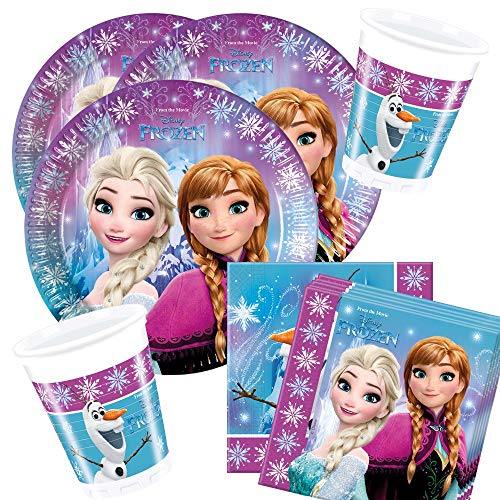 Disney Frozen - Juego de accesorios para fiesta (36 piezas, platos, vasos, servilletas, para 8 niños), diseño de Frozen