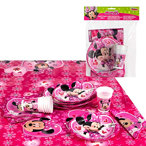 Disney - Pack de fiesta reciclable Minnie: mantel, platos, vasos, servilletas (71918)