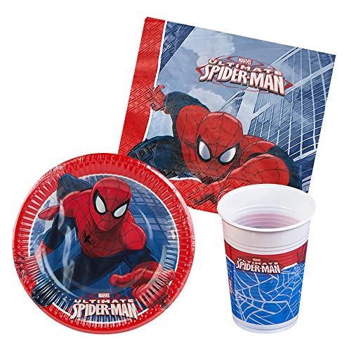 Disney - Pack de fiesta reciclable Spiderman - mantel + platos + vasos + servilletas (ColorBaby 87601)