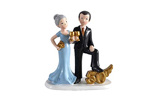 DISOK - Figura Pastel 50 Aniversario Copas - Figuras Aniversarios Bodas de Oro Originales