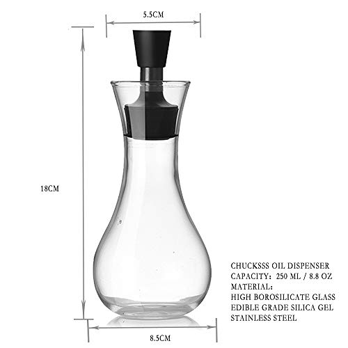 Dispensador De Aceite De Oliva.Botellas De Vidrio Y Vertedor Vertedor Para Cocina,Crucero / Decantador De Aceite Y Vinagre,Con Caño Tapado Sin Goteo,Contenedor De Condimento Líquido 250ML