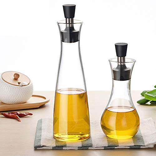 Dispensador De Aceite De Oliva.Botellas De Vidrio Y Vertedor Vertedor Para Cocina,Crucero / Decantador De Aceite Y Vinagre,Con Caño Tapado Sin Goteo,Contenedor De Condimento Líquido 250ML