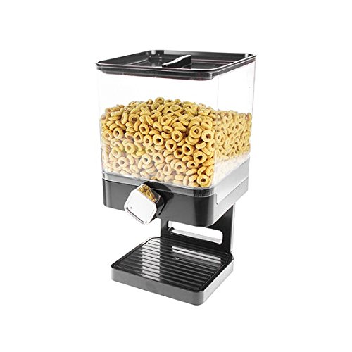 Dispensador de cereales hermético Enyaa con bandeja integrada, con diseño anti-derrame, ideal para la casa, para poner en la cocina, para el desayuno, para alimentos para mascotas; etc doble blanco