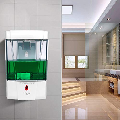 Dispensador de jabón automático Pared, 700 Ml Dispensador de Jabón con Sensor IR Automático de Montaje en Pared de, dispensador de jabón para Cuarto de baño, Aseo, Cocina, Oficina, Hotel