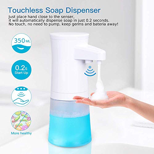 Dispensador de jabón de Espuma automático para el hogar TXVSO, Plato de Manos Libres, Espuma sin Contacto para baño y Cocina, Capacidad de 350 ml, tallarines como Burbujas, diseño Moderno y Elegante