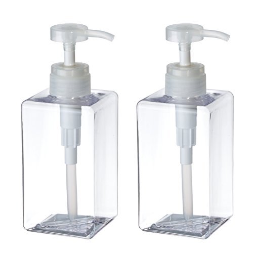 Dispensador de jabón de plástico para baño, cocina, botella cuadrada vacía para desinfectante de manos, loción, champú, gel de ducha, de Uviviu , plástico, transparente, 450 ml