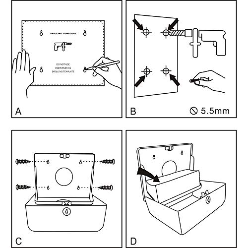 Dispensador de Toallas de Papel Manual, Dispensadores de Papel higiénico Montado a Pared para Multifold Rollos de Cocina, admite 200 Toallas,Dispensador de Toallas de Manos