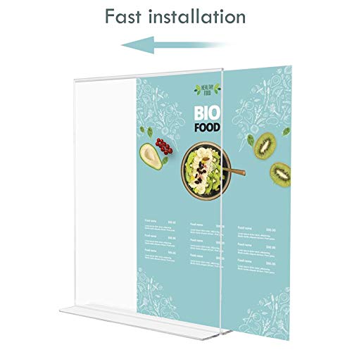 Display4top A4 soportes de acrílico para carteles,en forma de T, de doble cara, ideal para promociones, restaurantes, marcos de fotos, documentos y más (6 unidades)