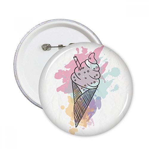 DIYthinker Botón acuarela Galletas Bar conos de helado pernos redondos Placa ropa 5Pcs la decoración del regalo Multicolor XXL