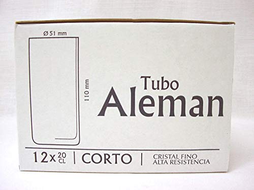 Dkristal Aleman Corto Vaso para Combinados, 0.2 L, Cristal, Transparente, 5x5x11 cm, 12 Unidades