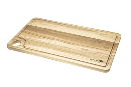 DMwood - Large Oscuro 42CM X 24,5CM Madera - Haya - Tabla de Picar con Ranura de Jugo - Tabla Antibacteriana de Cocina para Cortar Carne Queso y Verduras.