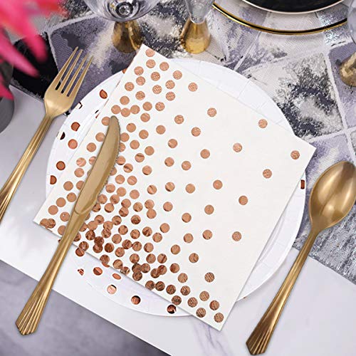 Dokpav Vajilla Desechable Negro y Dorado,80PCS Platos de Papel Vasos Pajitas de Papel Servilletas Cucharas Tenedores Cuchillos,Suministros para Cumpleaños/Fiestas/Bodas/Aniversarios para 10 Invitados