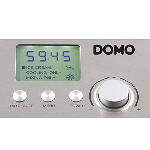 Domo DO9201I máquina para helados Compresor de helados 2 L Acero inoxidable 180 W - Heladora (Compresor de helados, 2 L, LCD, Acero inoxidable, 180 W, Acero inoxidable)