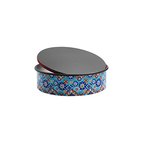 Domo Push Pan Molde Base extraíble, diámetro 20 cm, Aluminio, Azul Multicolor, 21.5 x 21.5 x 7.6 cm