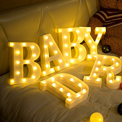 DON LETRA Letras Decoración Luminosa para Habitación de Niños, Luces LED con 11 Bombillas, 2 Pilas AA, Plástico, Decoración del Hogar, Altura de 22cm- Letra D