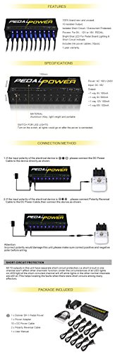 Donner® Fuente de alimentación para pedal de Guitarra, 10 salidas aisladas de 9V/12V/18V, indicador LED, cables incluidos