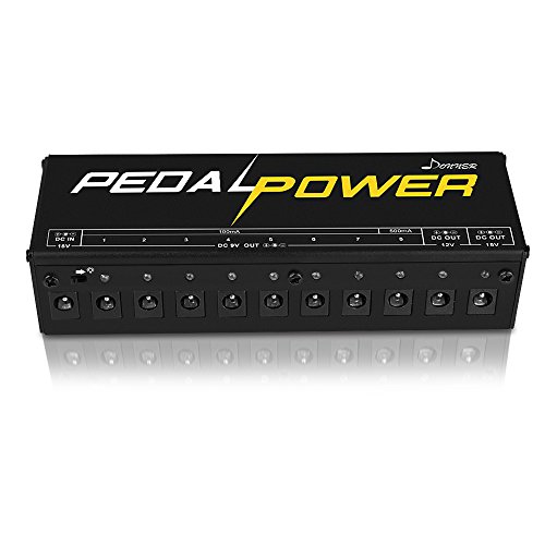 Donner® Fuente de alimentación para pedal de Guitarra, 10 salidas aisladas de 9V/12V/18V, indicador LED, cables incluidos