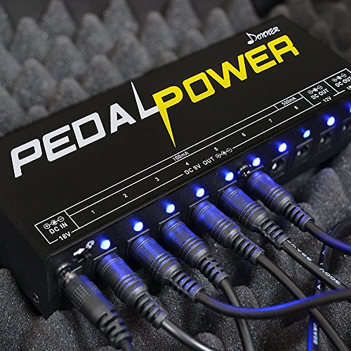 Donner® Fuente de alimentación para pedal de Guitarra, 10 salidas aisladas de 9V/12V/18V, indicador LED, cables incluidos