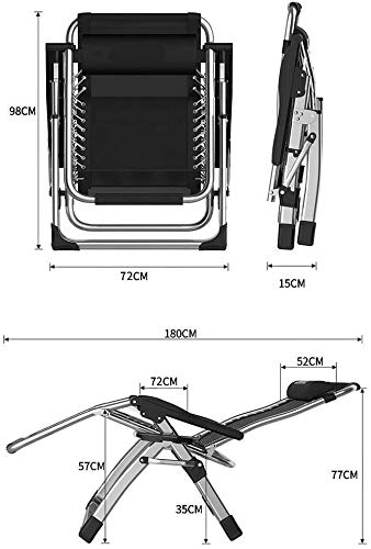 DQCHAIR Silla reclinable para Actividades al Aire Libre con Gravedad Cero y portavasos, Silla Extra Ancha y Ajustable para tumbonas de Patio Garden Beach Beach, con Cojines de 200 kg (Black1)