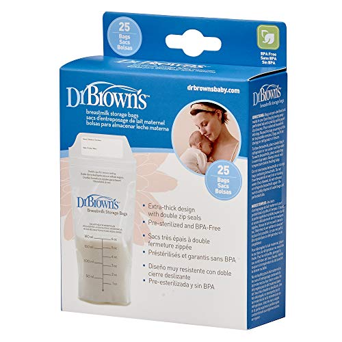 Dr Brown's - Bolsas de leche materna (pack con 25 bolsas)