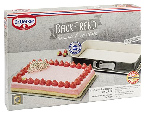 Dr. Oetker 4861, Lata de torta rectangular de Springform, acero, crema/antracita, 38 x 25 cm