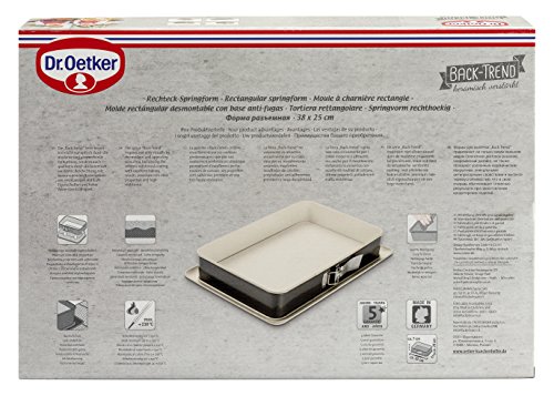 Dr. Oetker 4861, Lata de torta rectangular de Springform, acero, crema/antracita, 38 x 25 cm