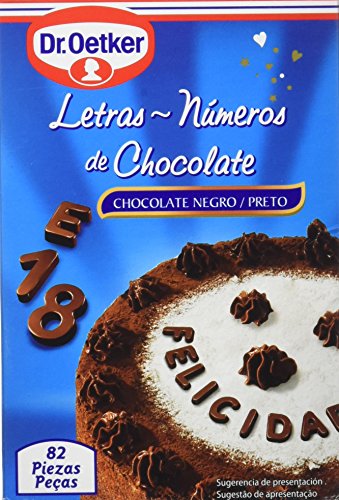 Dr. Oetker - Letras y números de chocolate - Chocolate negro - 82 piezas