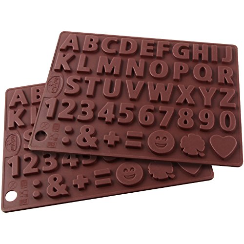 Dr. Oetker "para postres Letras y números Chocolate Molde, Silicona, marrón, 18 x 13,5 cm