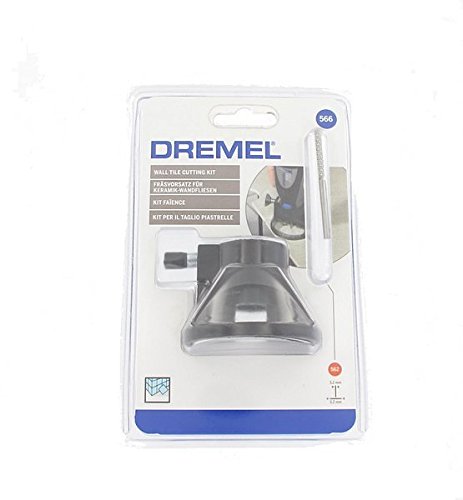 Dremel 566 - Kit para Cortar Azulejos con Herramientas Rotativas con Guía para Corte y Broca de Corte en Espiral para Trabajos de Precisión en Azulejos, Profundidad de Corte 19 mm, Negro Metalizado