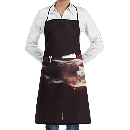 Drempad Delantal de Cocina, Red Light Wolf Walk Faction Unisex Kitchen Cooking Garden Apron,Convenient Adjustable Sewing Pocket Waterproof Chef Aprons