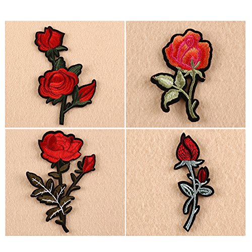 Dsaren 11pcs Parches Bordados para Ropa Termoadhesivos Rose Flores Coser Parches para Camiseta Vaqueros Sombrero