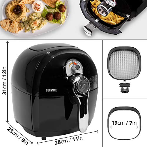 Duronic Af1 /Bk Freidora Sin Aceite de Aire Caliente 1500W - Cocine Sin Grasas ”“ Capacidad 2,2L -Temperatura Regulable y Temporizador ”“ Incluye Libro de Recetas ”“ Prepare Platos Más Sanos