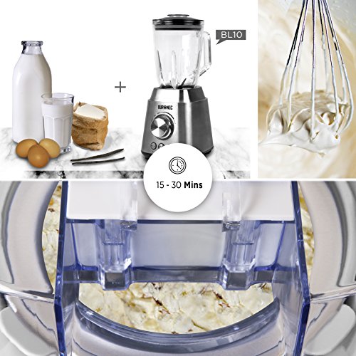 Duronic IM540 Heladera de 1.5 l para hacer Helados, Sorbete y Yogur Helado Caseros en 15-30 Minutos – Incluye Libro de Recetas