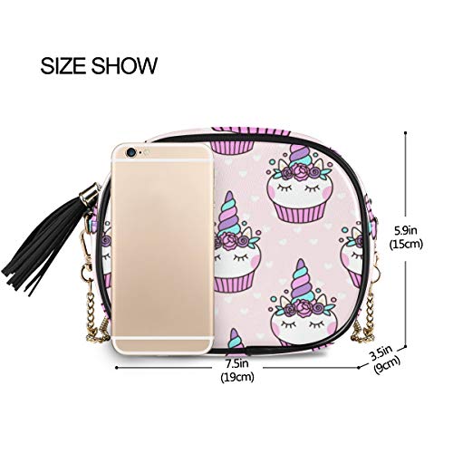 DXG1 Unicorn Cupcake - Bolso bandolera para mujer con borla, color rosa