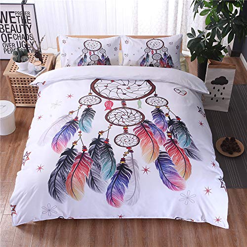 DXSX Funda Nórdica Juego de Cama Funda de Edredón Microfibra Funda de Almohada Tema Atrapasueños Ropa de Cama Dreamcatcher Decoración (240×220cm (para Cama de 150))