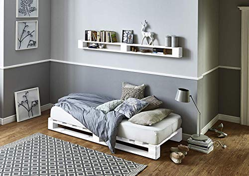 Dydaya Palets Blancos de 105 x 200 de Madera Lijados y Pintados de Blanco para Base de Cama & Pallets para Camas, Somieres, Estructuras