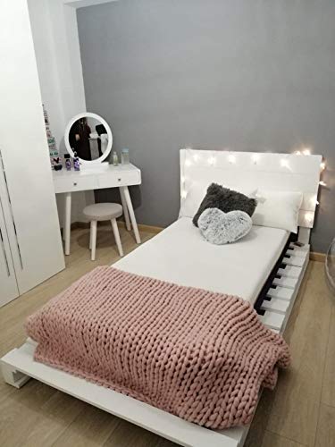 Dydaya Palets Blancos de 105 x 200 de Madera Lijados y Pintados de Blanco para Base de Cama & Pallets para Camas, Somieres, Estructuras