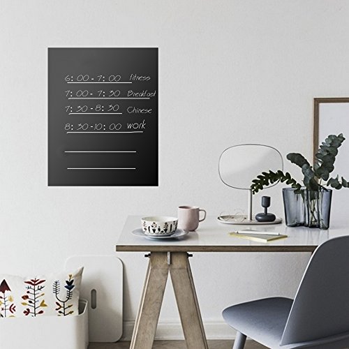 Eachgoo Negra Papel Pizarra Adhesivo, Vinilo Pizarra Cocina para Escribir y Borrar (Incluye 5 tizas),44.5X 210 cm