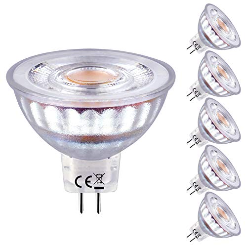 EACLL Bombillas LED GU5.3 2700K Blanco Cálido MR16 12V 5W 460 Lúmenes Equivalente 50W Halógena. Sin Estroboscópica, 36 ° Luz Blanca Cálida Spotlight LED, Pack de 5