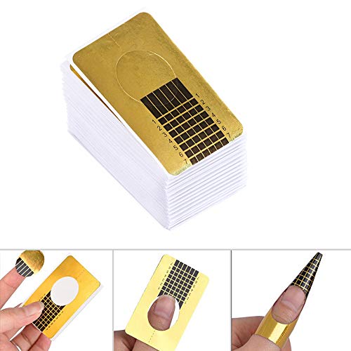 Ealicere 220 hojas oro Bandeja de papel de manicura: Necesario para la extensión de uñas Plantilla de bandeja de papel de Moldes Guías Pegatinas Formas UV Gel