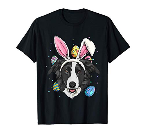 Easter Bunny Border Collie Dog Kids Men Women Gift Camiseta