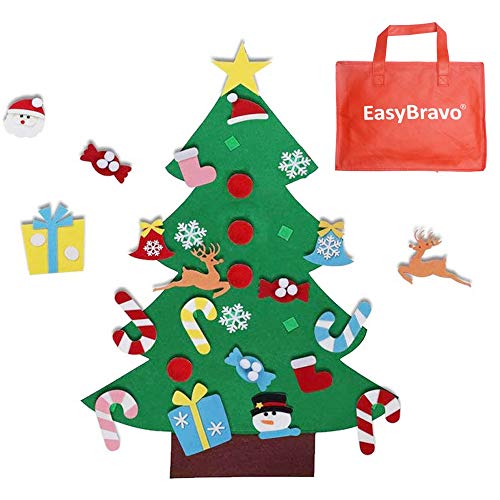 EasyBravo El árbol de Navidad del Fieltro de los 3.6FT DIY fijó + los Ornamentos Desmontables 26pcs, Regalos Colgantes de Navidad de la Pared para Las Decoraciones de la Navidad