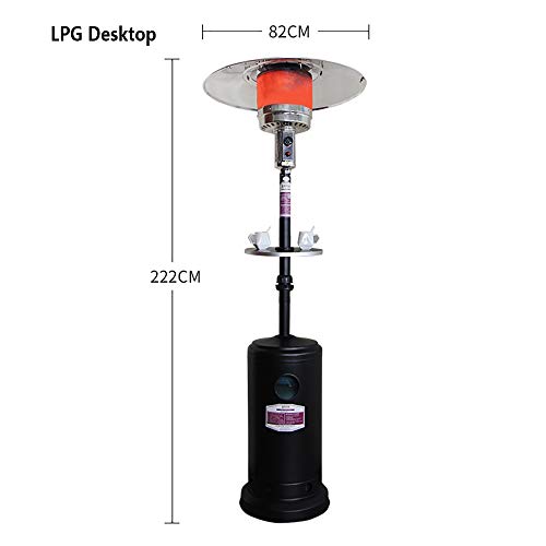 Eco Class Heaters GH Estufa de Gas Exterior, Gris,Elegante Diseño Resistente A la Intemperie, Apto Interior Exterior, Plateado,Chimenea Acero Inoxidable para LPG (Size : C)