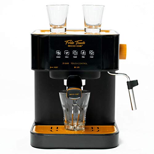 ECODE Cafetera Espresso Forte Touch, 20 Bar, Panel Táctil, Estructura INOX, Boquilla De Espuma Capuccinatore, 1.6 litros, Express, 1050 Watts ECO-420