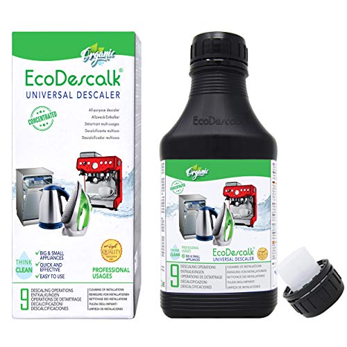 EcoDescalk Universal Ecológico Concentrado (9 Descalcificaciones). Descalcificador 100% Natural. Limpiador para todo tipo de Electrodomésticos: Hervidores, Lavadoras, Lavavajillas. Producto CE.