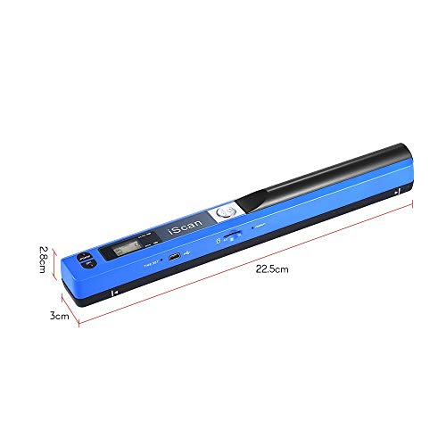 ECOiNVA iScan Magic Wand Escáner portátil Escáner de tarjetas de visita Escáner de documentos de mano Mini tamaño USB Mobile Scanner (azul)