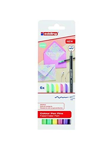 Edding 1200 – Rotuladores de colores pastel – Punta redonda 1 mm – Juego de 6 – Para escribir y pintar de forma creativa, para notas, dibujos, letras de mano y diario de bullet